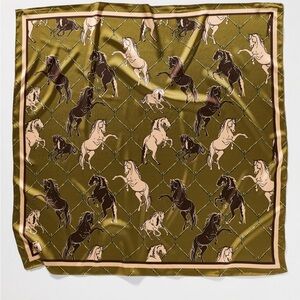 Anthropologie Elegant Horse Print Bandana 28 Inch Square New